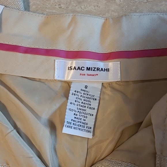 Isaac Mizrahi Wool Blend Wide Leg Khaki Tan Dress Pants Size 8 NWT - Picture 6 of 10